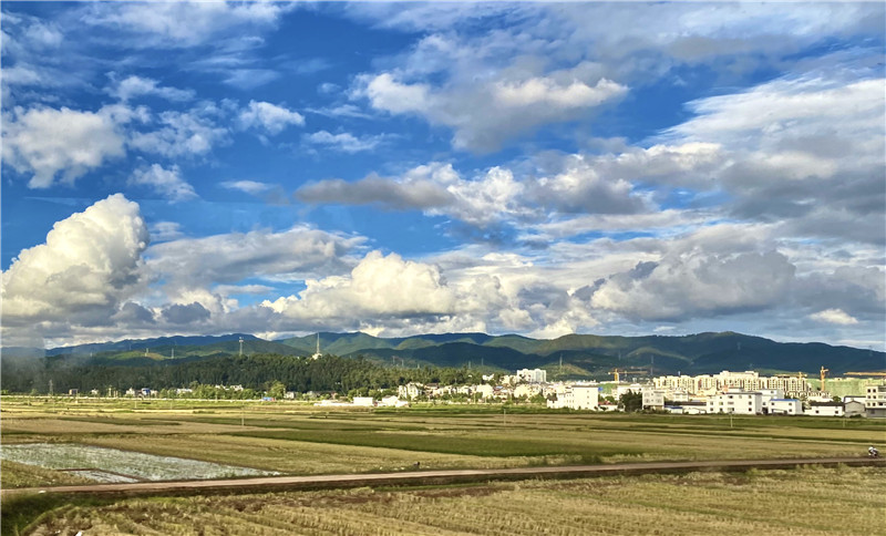 斑斕、七彩橋、草原、余輝(圖1)